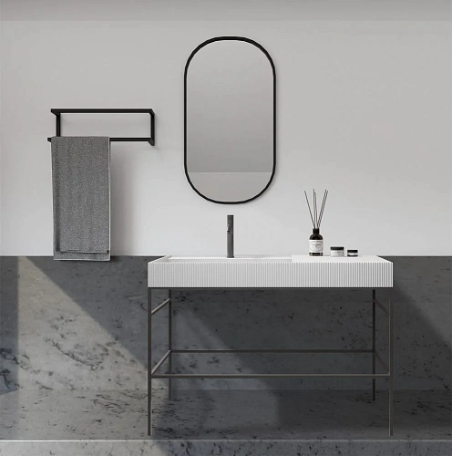 Консоль с раковиной ABBER Stein AS2647 напольная, белая матовая Консоль с раковиной ABBER Stein AS2647 напольная, белая матовая