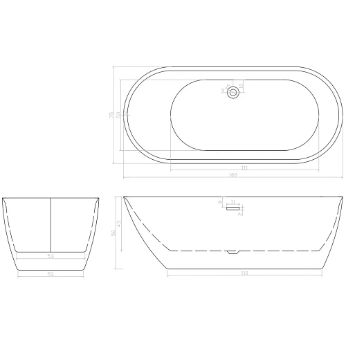 Ванна отдельностоящая Ceruttispa COMO160 CT9901 1600x750x560 акриловая, белая, со сливом-переливом Ванна отдельностоящая Ceruttispa COMO160 CT9901 1600x750x560 акриловая, белая, со сливом-переливом
