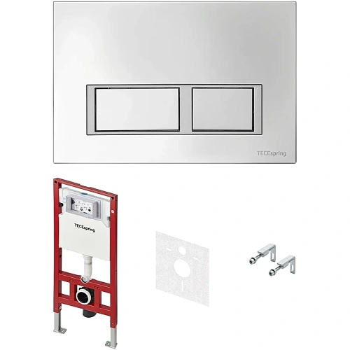 Инсталляция для унитаза TECE TECEspring S401201 с панелью смыва с прямоугольными кнопками, хром глянцевый Инсталляция для унитаза TECE TECEspring S401201 с панелью смыва с прямоугольными кнопками, хром глянцевый