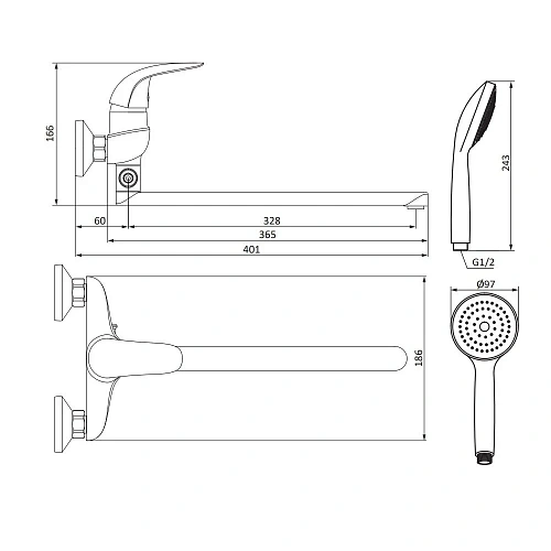Смеситель для ванны Damixa Eclipse 319500001 хром Смеситель для ванны Damixa Eclipse 319500001 хром
