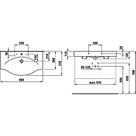 Раковина Laufen Palace New 1170.2 (8.1170.2.000.104.1) 900x510х165 мм Раковина Laufen Palace New 1170.2 (8.1170.2.000.104.1) 900x510х165 мм