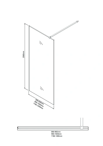 Душевая перегородка Niagara Nova NG-781-10BLACK (100х200) черный матовый, стекло эффект битого стекла Душевая перегородка Niagara Nova NG-781-10BLACK (100х200) черный матовый, стекло эффект битого стекла