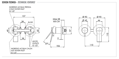 Смеситель для душа Remer Slash SL93ZPNO, черный матовый Смеситель для душа Remer Slash SL93ZPNO, черный матовый