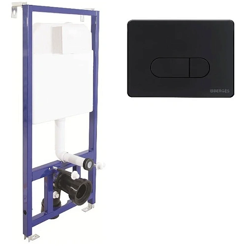 Инсталляция для унитаза BERGES NOVUM с кнопкой смыва, D5 Soft Touch, черная 040235 Инсталляция для унитаза BERGES NOVUM с кнопкой смыва, D5 Soft Touch, черная 040235