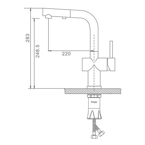 Смеситель для кухни Raglo R86.49.06 с выдвижным изливом, черный Смеситель для кухни Raglo R86.49.06 с выдвижным изливом, черный