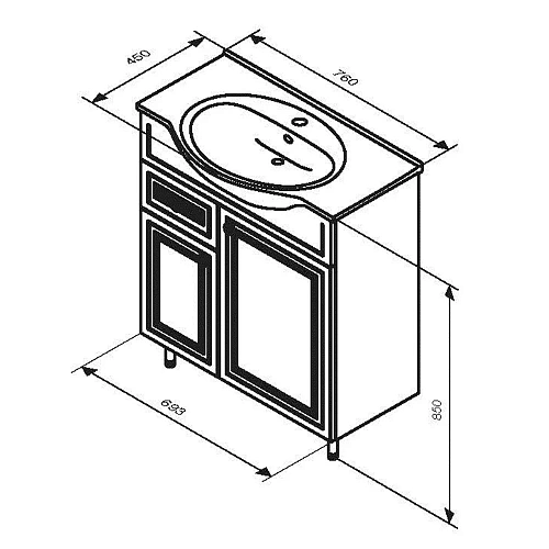 Тумба с раковиной RedBlu by Damixa Palace One 75 см M41-FSX0753WG-WCC075 Тумба с раковиной RedBlu by Damixa Palace One 75 см M41-FSX0753WG-WCC075