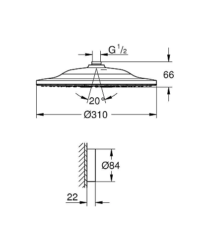 Верхний душ GROHE Rainshower 310 SmartConnect, хром (26641000) Верхний душ GROHE Rainshower 310 SmartConnect, хром (26641000)