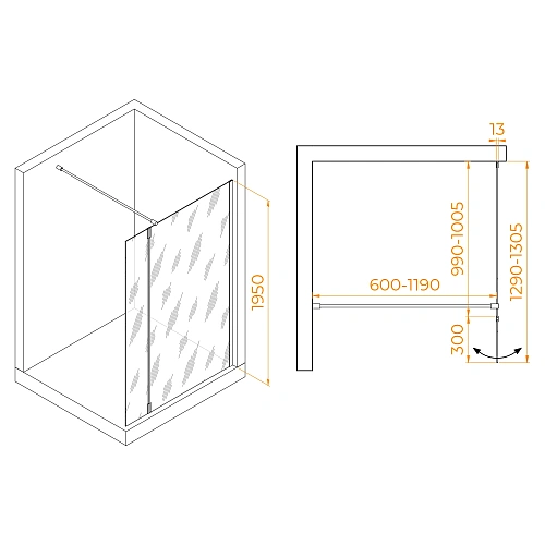 Душевая перегородка RGW Walk In WA-051 (WA-010 + Z-071) 1000 мм 351005103-11 хром, Easy Clean Душевая перегородка RGW Walk In WA-051 (WA-010 + Z-071) 1000 мм 351005103-11 хром, Easy Clean