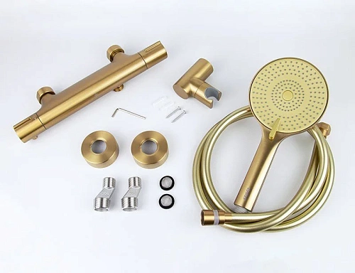 Смеситель для ванны Kaiser Serio 05377-3 с термостатом Шлифованное золото Смеситель для ванны Kaiser Serio 05377-3 с термостатом Шлифованное золото