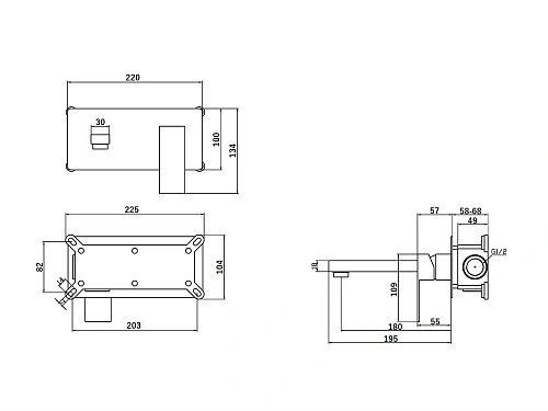 Смеситель для раковины Orange Lutz M04-722b скрытого монтажа с внутренней частью Смеситель для раковины Orange Lutz M04-722b скрытого монтажа с внутренней частью