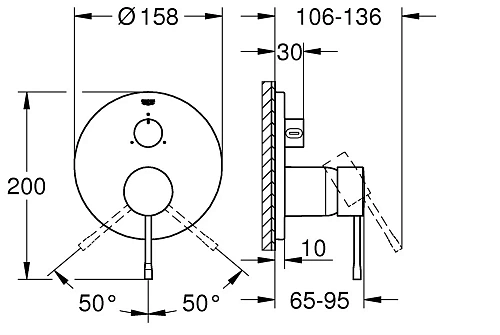 Смеситель для душа GROHE Essence с переключателем на 3 положения, хром (24092001) внешняя часть Смеситель для душа GROHE Essence с переключателем на 3 положения, хром (24092001) внешняя часть