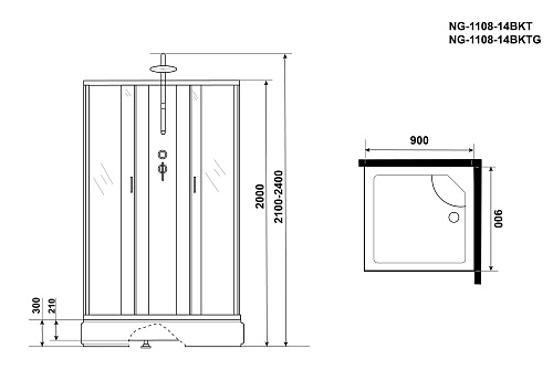 Душевая кабина Niagara Classic NG-1108-14BKT (900х900х2100) средний поддон (26см) стекло матовое с полкой 11081424BKT Душевая кабина Niagara Classic NG-1108-14BKT (900х900х2100) средний поддон (26см) стекло матовое с полкой 11081424BKT