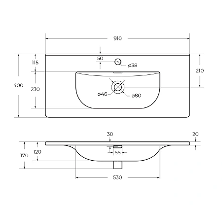 Раковина BelBagno BB-8099-3-90 910x400 Раковина BelBagno BB-8099-3-90 910x400