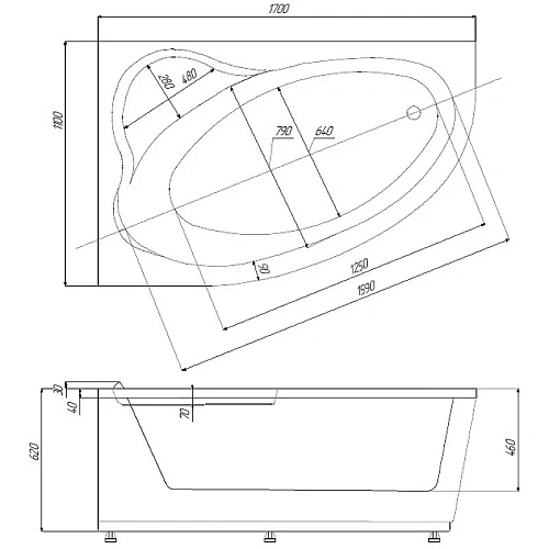Акриловая ванна Aquatek Фиджи 170 левая пустая с фронтальным экраном вклеенный каркас FID170-0000006 Акриловая ванна Aquatek Фиджи 170 левая пустая с фронтальным экраном вклеенный каркас FID170-0000006