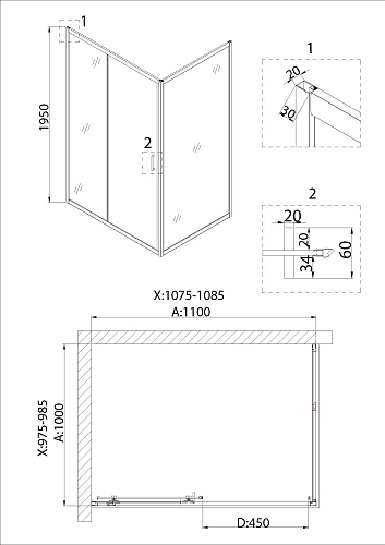 Душевой уголок Niagara Nova NG-62-11A-A100 (110x100x195) квадратная, дверь раздвижная Душевой уголок Niagara Nova NG-62-11A-A100 (110x100x195) квадратная, дверь раздвижная
