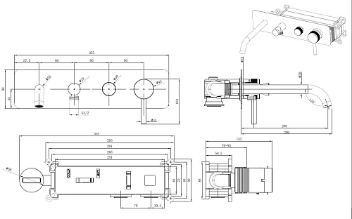 Смеситель для ванны Allen Brau Priority 5.31A05-GB (с внутренней частью) золото Смеситель для ванны Allen Brau Priority 5.31A05-GB (с внутренней частью) золото