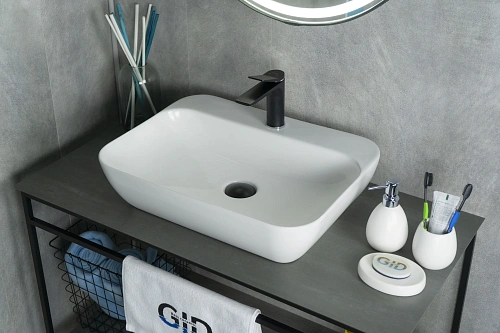 Раковина Gid N9047 51184 накладная белая 55x42x15 Раковина Gid N9047 51184 накладная белая 55x42x15