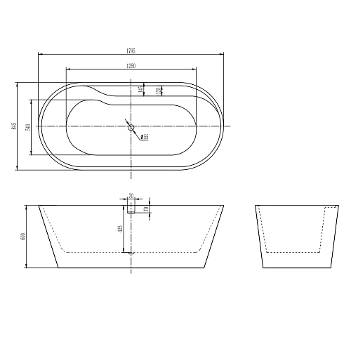 Ванна отдельностоящая AQUAme AQM3505MW-R белый Ванна отдельностоящая AQUAme AQM3505MW-R белый