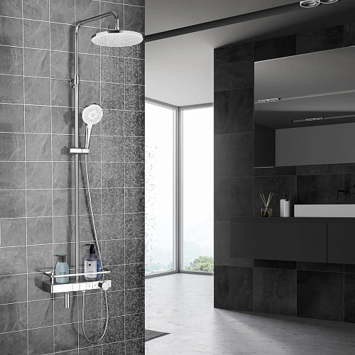 Душевая система Lemark Tropic LM7011C термостатическая с регулируемой высотой штанги, хром Душевая система Lemark Tropic LM7011C термостатическая с регулируемой высотой штанги, хром