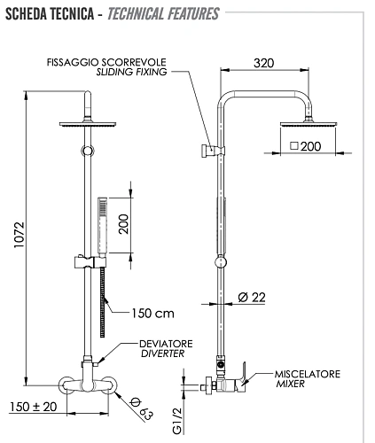 Душевая система Remer Energy EY37X7SS9SSDO, золото глянцевое Душевая система Remer Energy EY37X7SS9SSDO, золото глянцевое