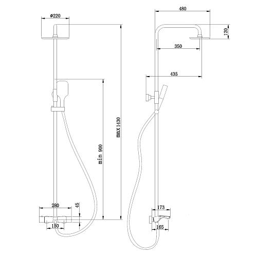 Душевая система ABBER Thermostat AF8516GL с термостатом и изливом, золото матовое Душевая система ABBER Thermostat AF8516GL с термостатом и изливом, золото матовое