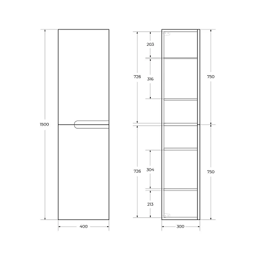 Шкаф-пенал CEZARES DUET-1500-2A-SC-BL Bianco Lucido 400x300 подвесной Шкаф-пенал CEZARES DUET-1500-2A-SC-BL Bianco Lucido 400x300 подвесной