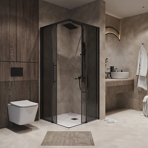 Душевой уголок Niagara Nova NG-2829-34BLACK (90x90x195) квадратная, раздвижная, черный матовый, стекло тонированное Душевой уголок Niagara Nova NG-2829-34BLACK (90x90x195) квадратная, раздвижная, черный матовый, стекло тонированное