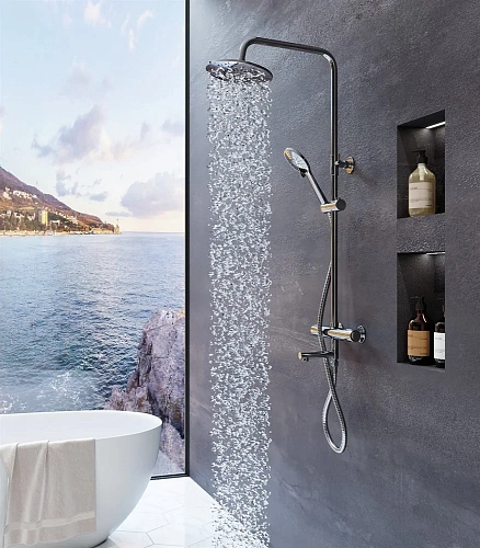 Душевая система Agger Thermo A2461100 термостат с изливом, хром Душевая система Agger Thermo A2461100 термостат с изливом, хром