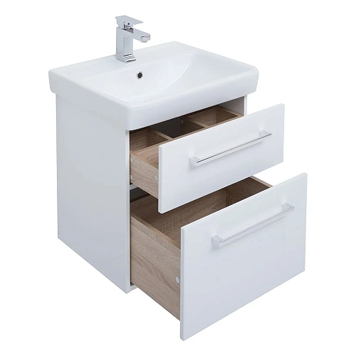 Тумба под раковину DREJA Q MAX, 55 см, подвесная, 2 ящика, белый глянец 77.0001W Тумба под раковину DREJA Q MAX, 55 см, подвесная, 2 ящика, белый глянец 77.0001W