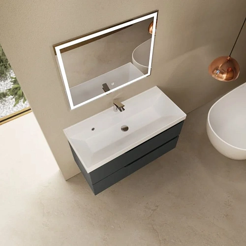 Тумба под раковину AQUAme AQM900310GM S3 подвесная 100 см антрацит Тумба под раковину AQUAme AQM900310GM S3 подвесная 100 см антрацит