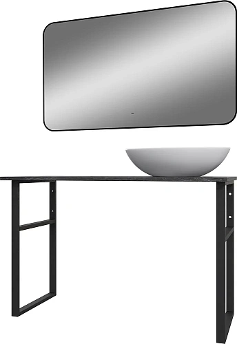 Комплект мебели DIWO Элиста 120 чёрный мрамор, с раковиной Moduo 55 Leaf (комплект, гарнитур) 555927 Комплект мебели DIWO Элиста 120 чёрный мрамор, с раковиной Moduo 55 Leaf (комплект, гарнитур) 555927