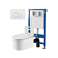 Комплект инсталляции Point Элемент PN45120 с клавишей смыва Виктория, белая/хром, PN44061WC и унитазом Омега белый, с сиденьем микролифт PN41902 Комплект инсталляции Point Элемент PN45120 с клавишей смыва Виктория, белая/хром, PN44061WC и унитазом Омега белый, с сиденьем микролифт PN41902