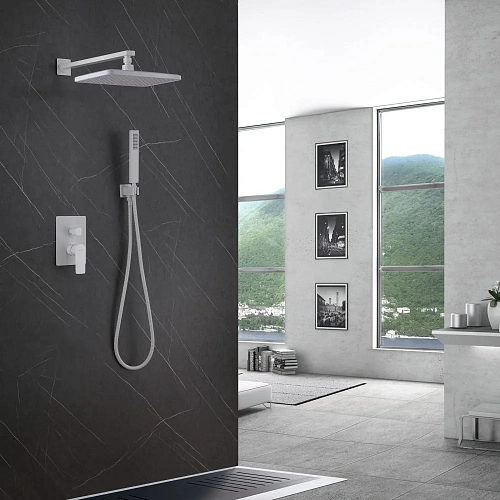 Душевая система ABBER Weiss Insel AF8018FW скрытого монтажа без излива, белый матовый Душевая система ABBER Weiss Insel AF8018FW скрытого монтажа без излива, белый матовый