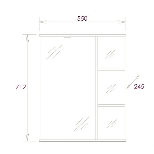 Зеркальный шкаф Onika КАРИНА 55.01 левый 205512 Зеркальный шкаф Onika КАРИНА 55.01 левый 205512
