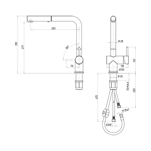 Смеситель для кухни Paini Cox GRANITE TRUFFLE HD72566CR1KM с выдвижной лейкой Смеситель для кухни Paini Cox GRANITE TRUFFLE HD72566CR1KM с выдвижной лейкой