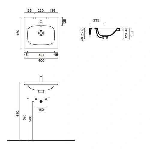 Раковина Catalano Alvea 0620500001 50x46 подвесная/мебельная, белый глянцевый. Раковина Catalano Alvea 0620500001 50x46 подвесная/мебельная, белый глянцевый.