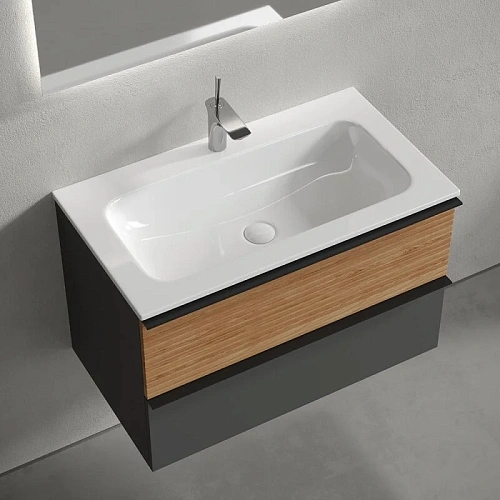 Тумба под раковину Sancos Delta DL80GR 790х445х500 дуб красный/графит, подвесная Тумба под раковину Sancos Delta DL80GR 790х445х500 дуб красный/графит, подвесная