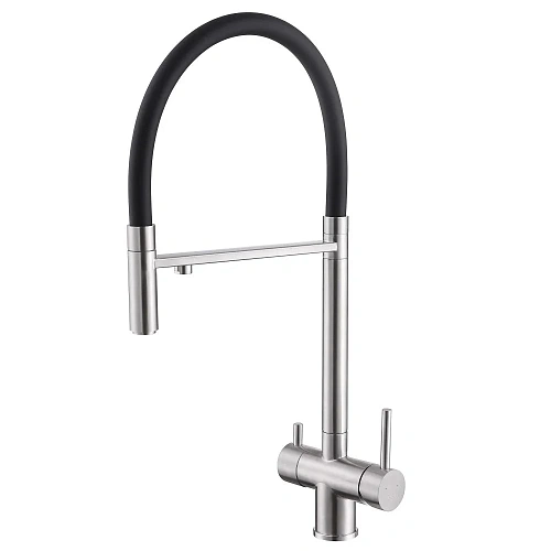 Смеситель для кухни ABBER Wasser Kreis AF81141SP с подключением фильтра и выдвижной лейкой, сатин Смеситель для кухни ABBER Wasser Kreis AF81141SP с подключением фильтра и выдвижной лейкой, сатин