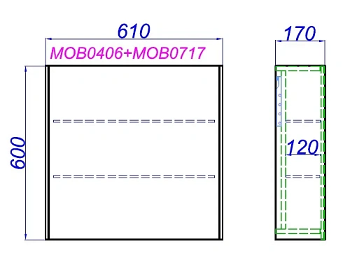 Корпус зеркального шкафа 60 см AQWELLA Mobi MOB0406 Корпус зеркального шкафа 60 см AQWELLA Mobi MOB0406