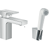 Картинка анонса товара «смеситель для раковины hansgrohe vernis shape 100 без сливного гарнитура, с гигиеническим душем 71216000.»
