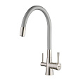 Детальная картинка товара «смеситель для кухни lemark comfort lm3075bn-silver с гибким изливом, с подключением к фильтру, никель/серебристый»