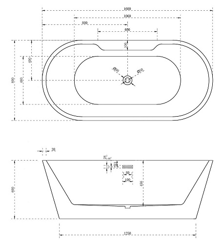 Ванна отдельностоящая ABBER AB9299-1.6 160x80 универсальная, белая акриловая Ванна отдельностоящая ABBER AB9299-1.6 160x80 универсальная, белая акриловая