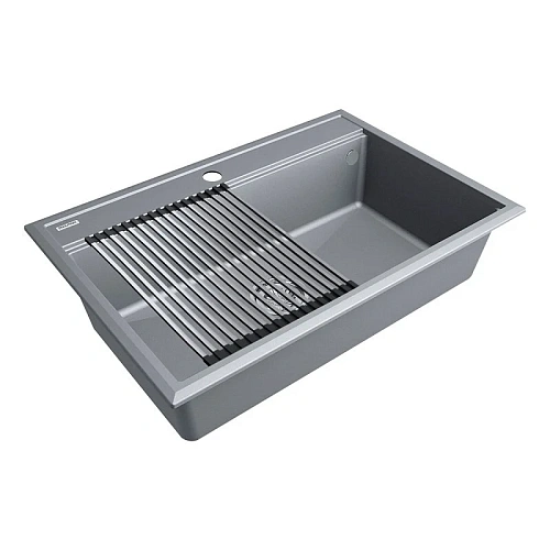 Кухонная мойка Paulmark STEPIA 80 с ролл-матом STEP брашированная PM117551-GRM+R375-BS Кухонная мойка Paulmark STEPIA 80 с ролл-матом STEP брашированная PM117551-GRM+R375-BS