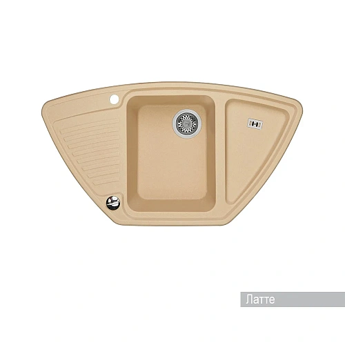 Кухонная мойка Aquaton Лория 1A715032LR260 из литого мрамора, угловая, латте Кухонная мойка Aquaton Лория 1A715032LR260 из литого мрамора, угловая, латте