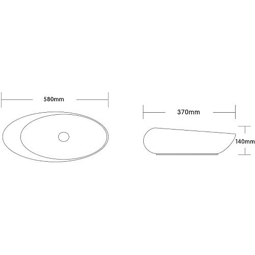 Раковина Ceruttispa CR0058B 580х370х140 накладная, белая, смещенный овал Раковина Ceruttispa CR0058B 580х370х140 накладная, белая, смещенный овал