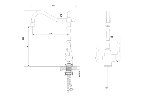 Смеситель для кухни Wonzon & Woghand c подключением фильтра, темный графит (WW-88458006-BGM) Смеситель для кухни Wonzon & Woghand c подключением фильтра, темный графит (WW-88458006-BGM)