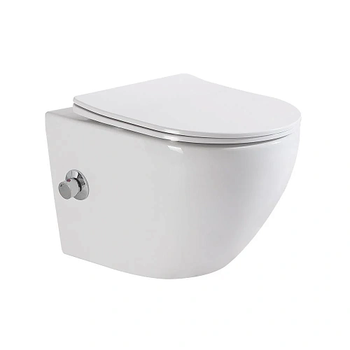 Унитаз подвесной BelBagno UNO BB3105CHR-BS/SC с сиденьем, функцией биде и смесителем Унитаз подвесной BelBagno UNO BB3105CHR-BS/SC с сиденьем, функцией биде и смесителем