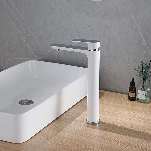 Смеситель для раковины ABBER Weiss Insel AF8011W белый-хром Смеситель для раковины ABBER Weiss Insel AF8011W белый-хром