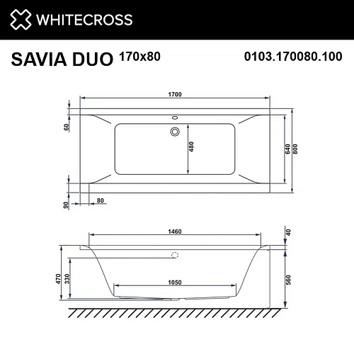 Акриловая ванна WHITECROSS Savia Duo 170x80 "RELAX" белый гидромассажная 0103.170080.100.RELAX.WH Акриловая ванна WHITECROSS Savia Duo 170x80 "RELAX" белый гидромассажная 0103.170080.100.RELAX.WH