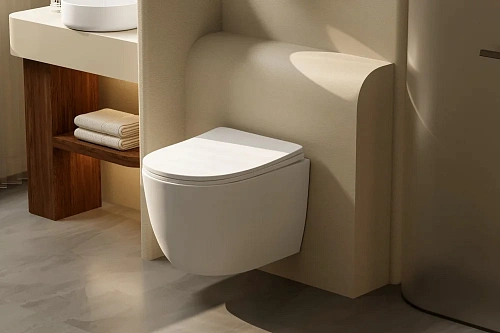 Унитаз подвесной ABBER Bequem AC1100TMW белый матовый, безободковый, смыв торнадо Унитаз подвесной ABBER Bequem AC1100TMW белый матовый, безободковый, смыв торнадо